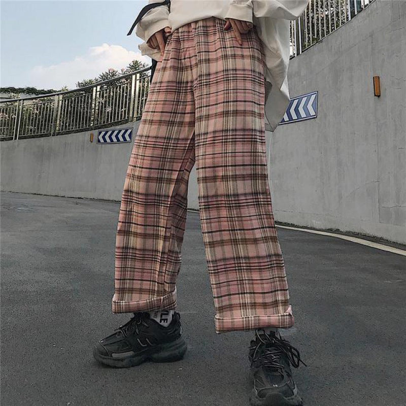 Plaid Cropped Wide-Leg Pants
