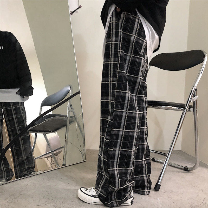 Plaid Cropped Wide-Leg Pants