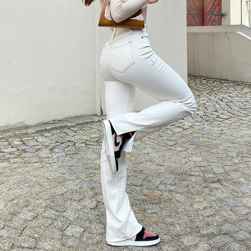 High-Waist Straight-Leg Jeans