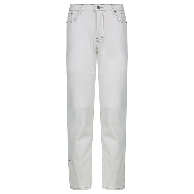 High-Waist Straight-Leg Jeans