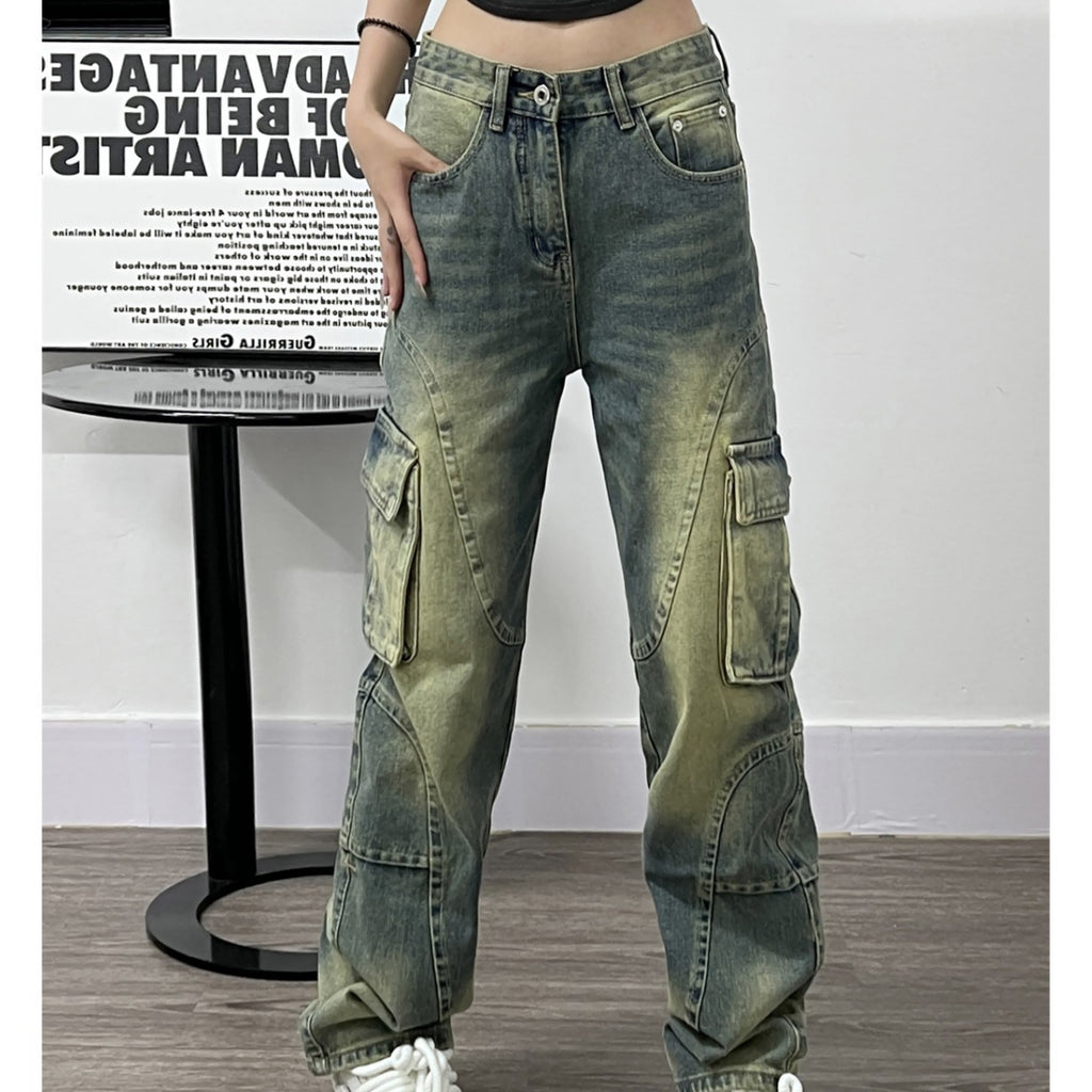Washed Cargo Jeans