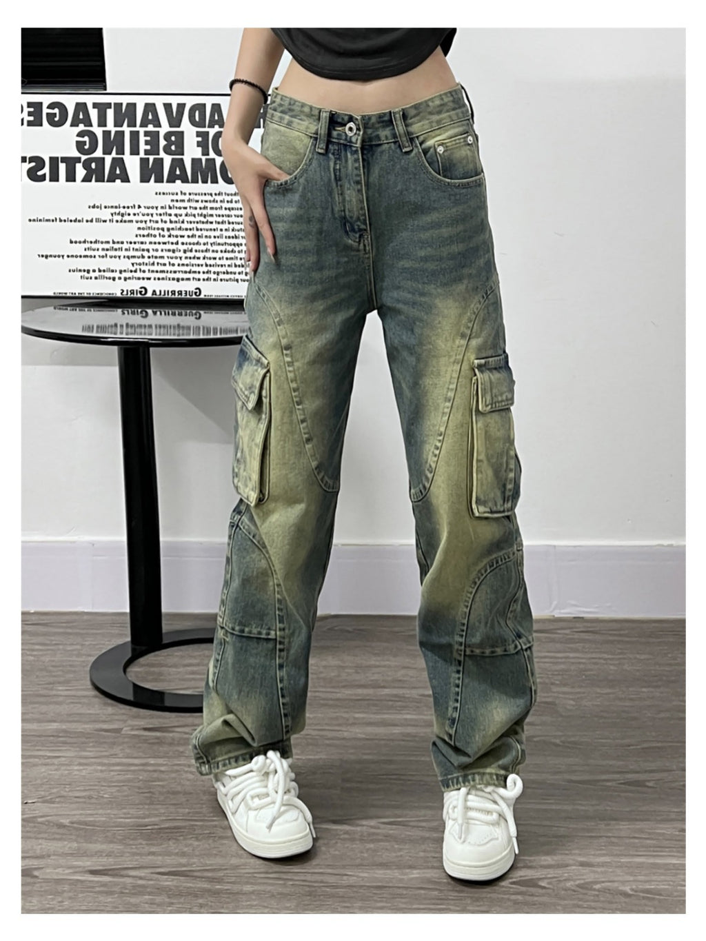 Washed Cargo Jeans