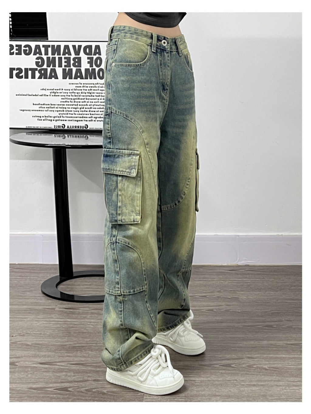 Washed Cargo Jeans