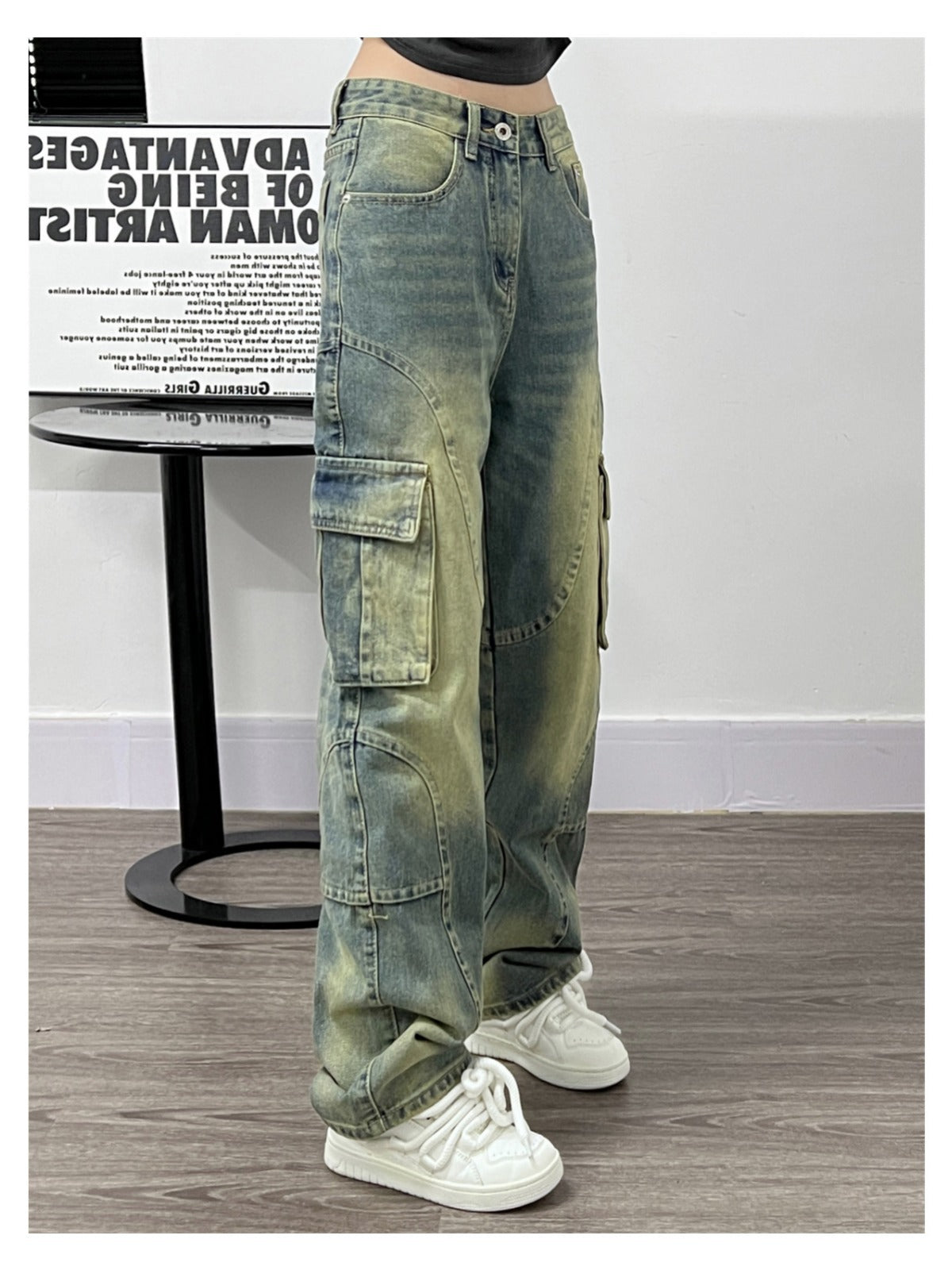 Washed Cargo Jeans