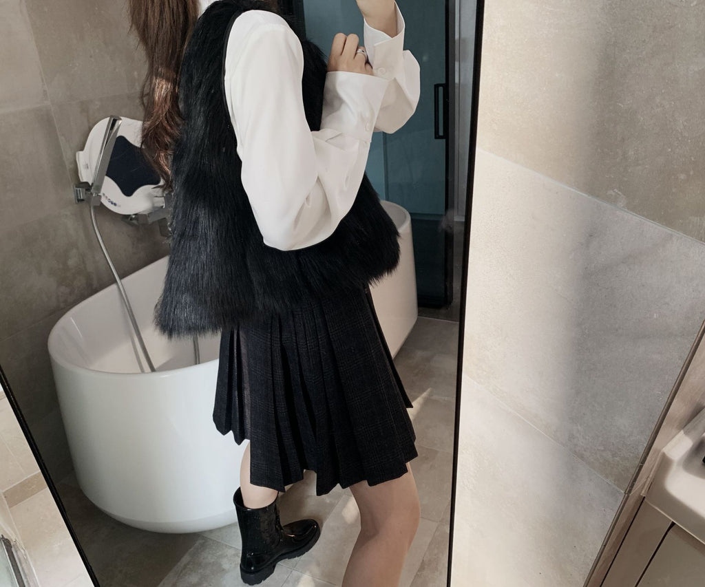 Pleated Plaid Mini Skirt