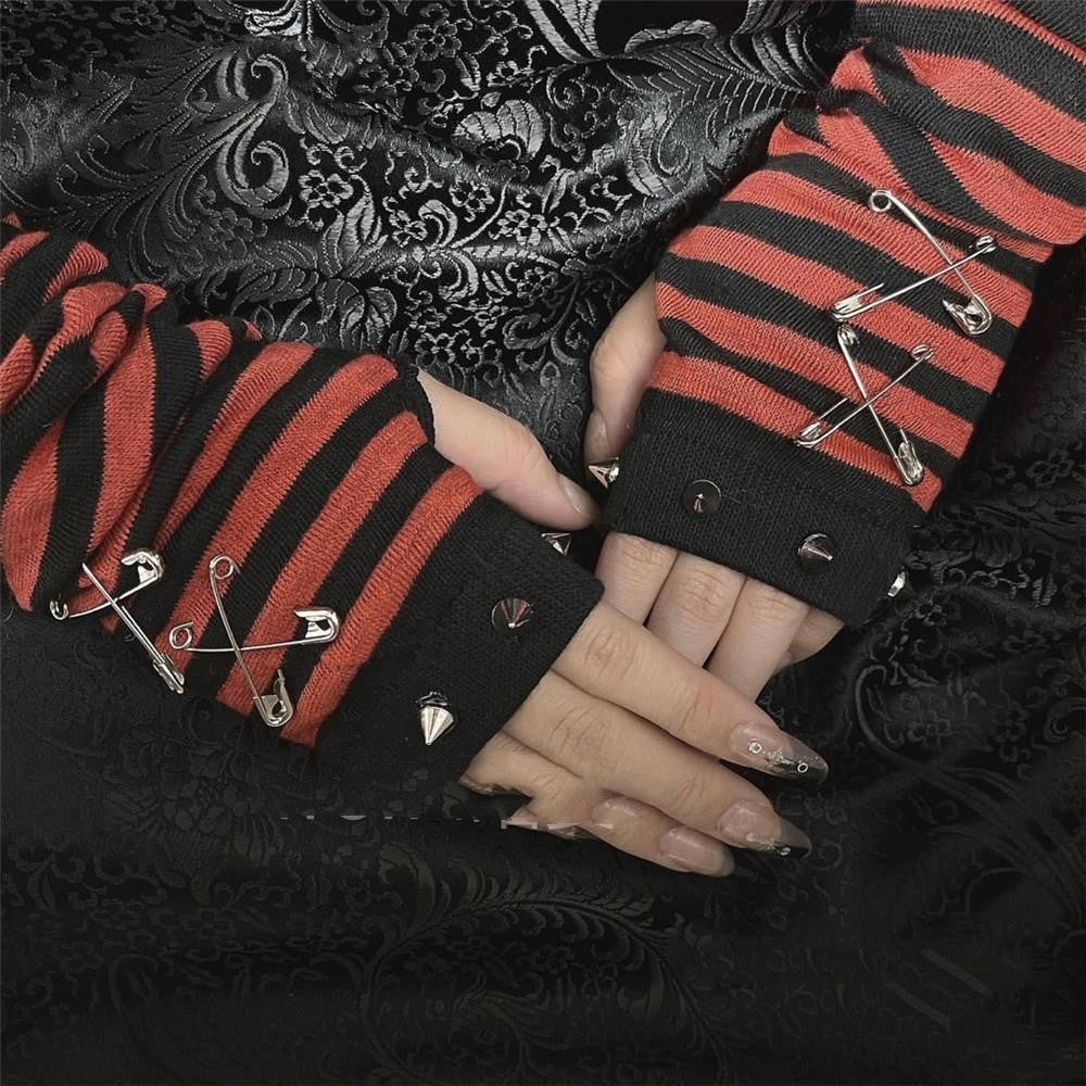 Striped Safety-Pin Arm Warmers