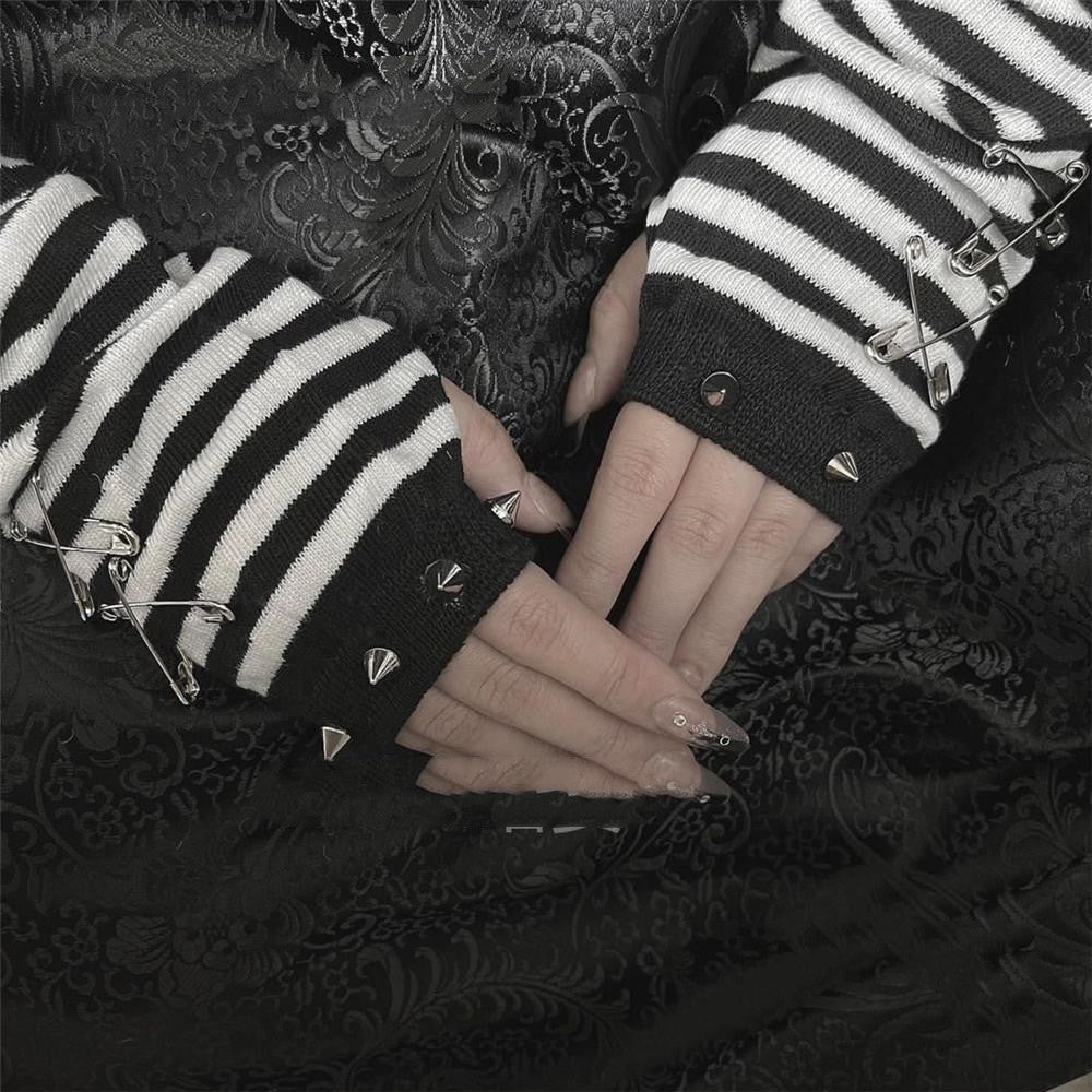Striped Safety-Pin Arm Warmers