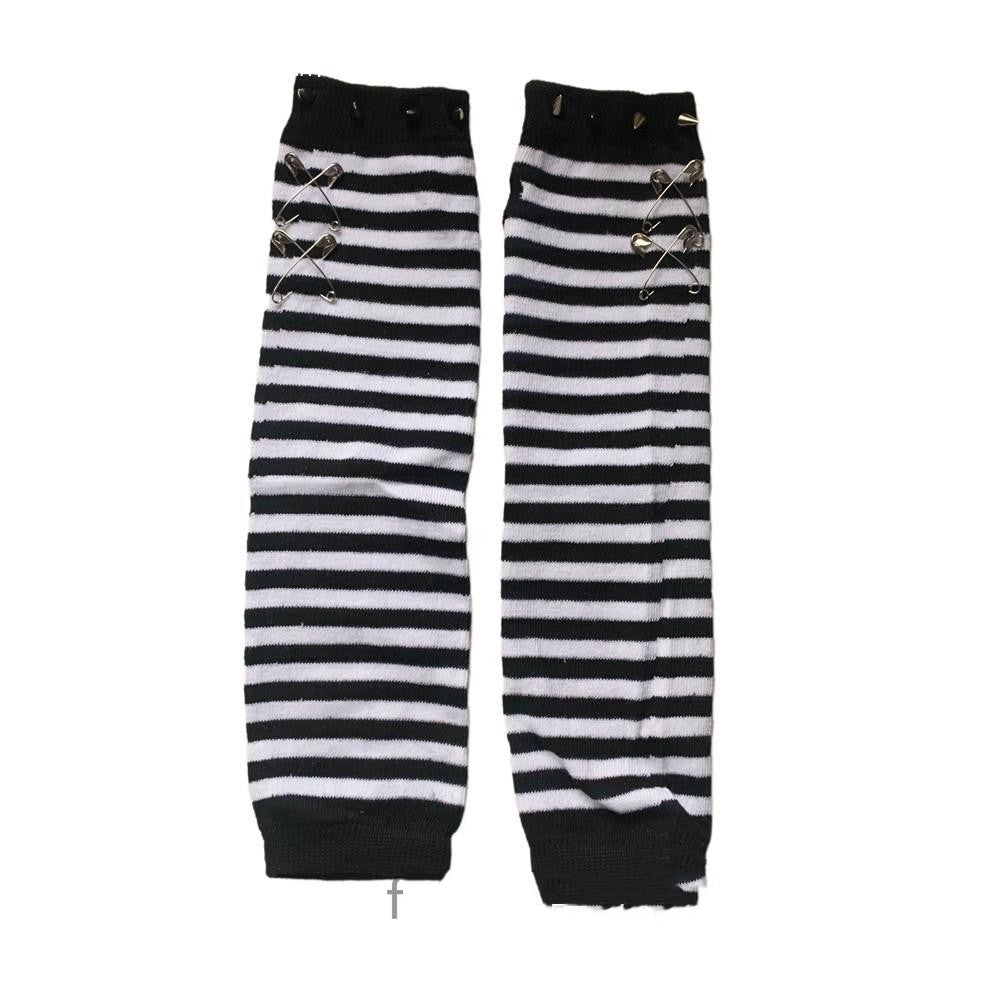 Striped Safety-Pin Arm Warmers