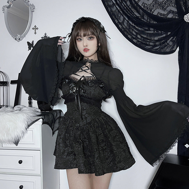 Lace-Up Bell-Sleeve Shrug