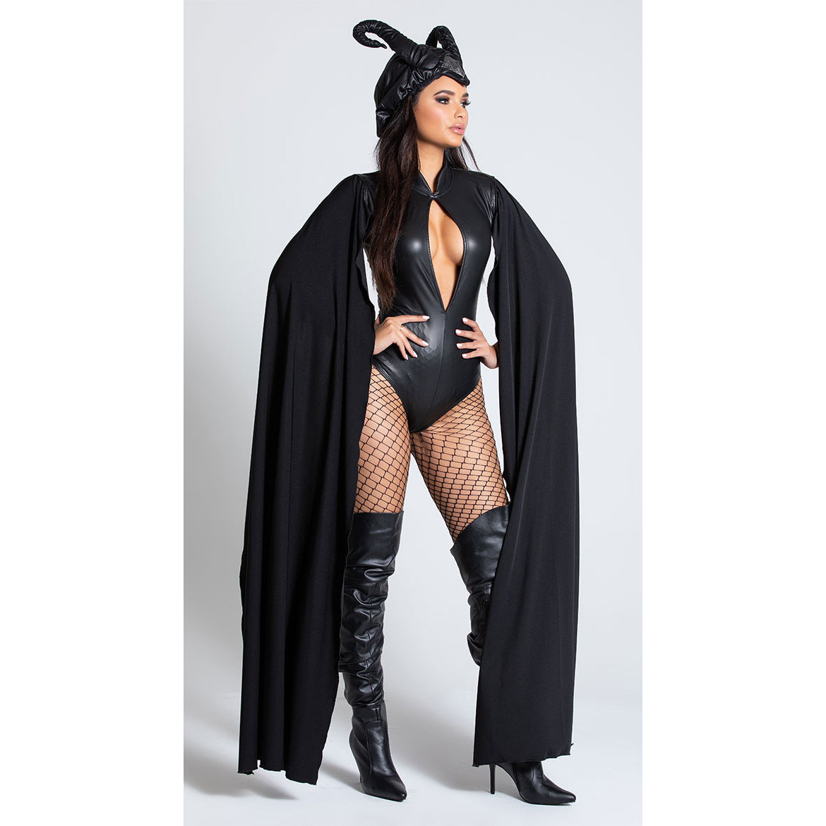 Horned Bodysuit & Cape Costume Set