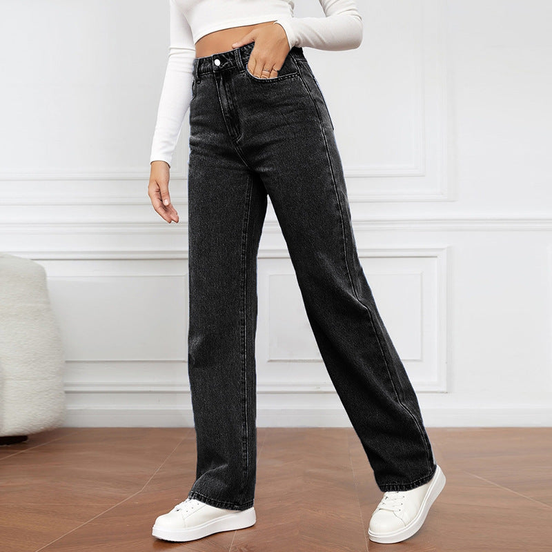 High-Waisted Straight-Leg Jeans