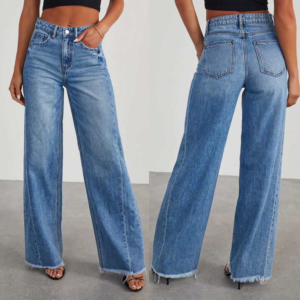 Side-Seam Wide-Leg Jeans