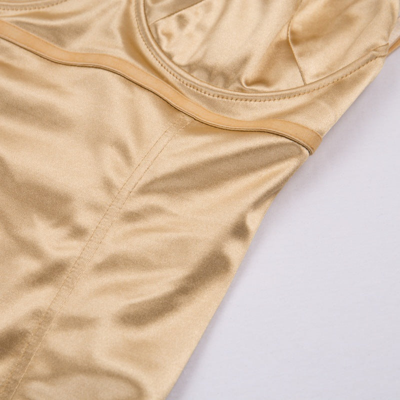 V-Neck Satin-Finish Bodysuit