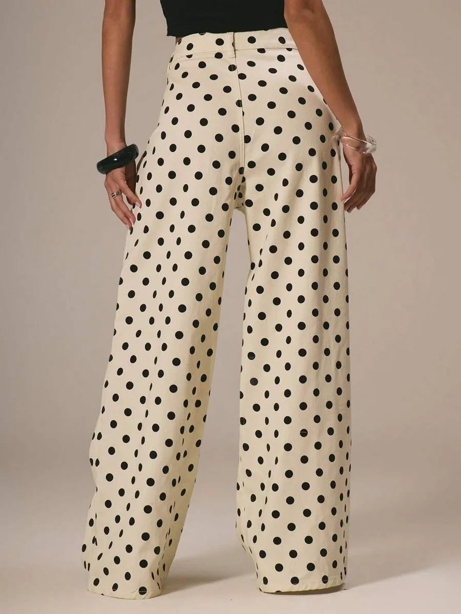 Polka Dot Mid-Rise Jeans