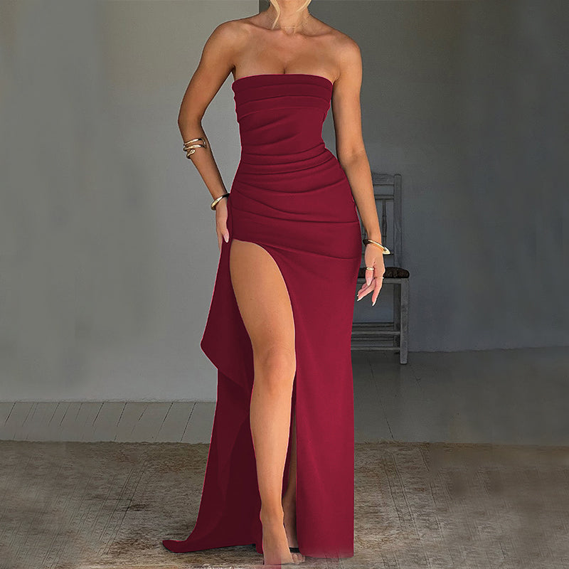 Strapless Split Maxi Dress