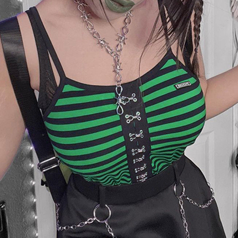 Striped Lace-Up Cami