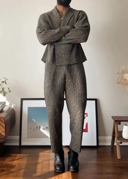 Plaid Blazer & Trousers Set