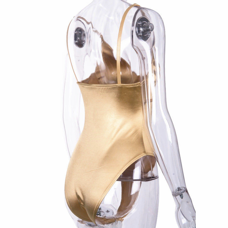 V-Neck Satin-Finish Bodysuit