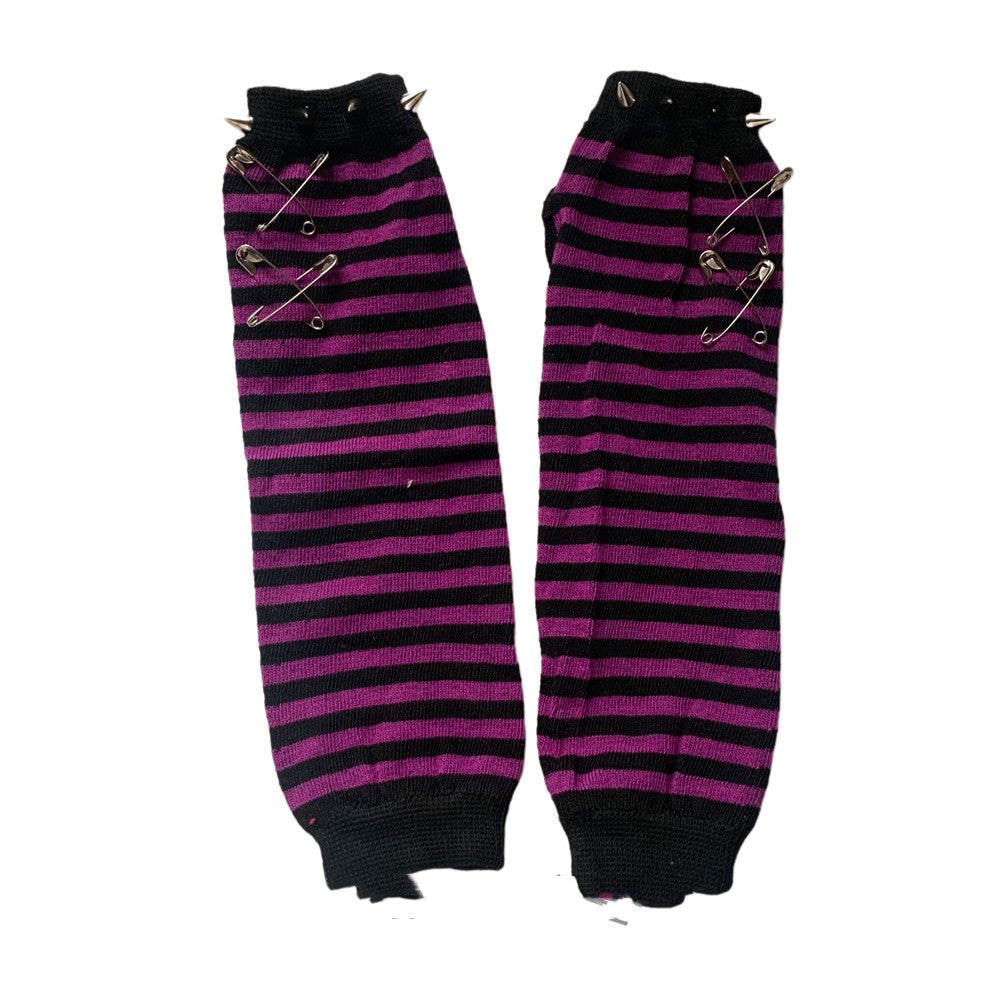 Striped Safety-Pin Arm Warmers