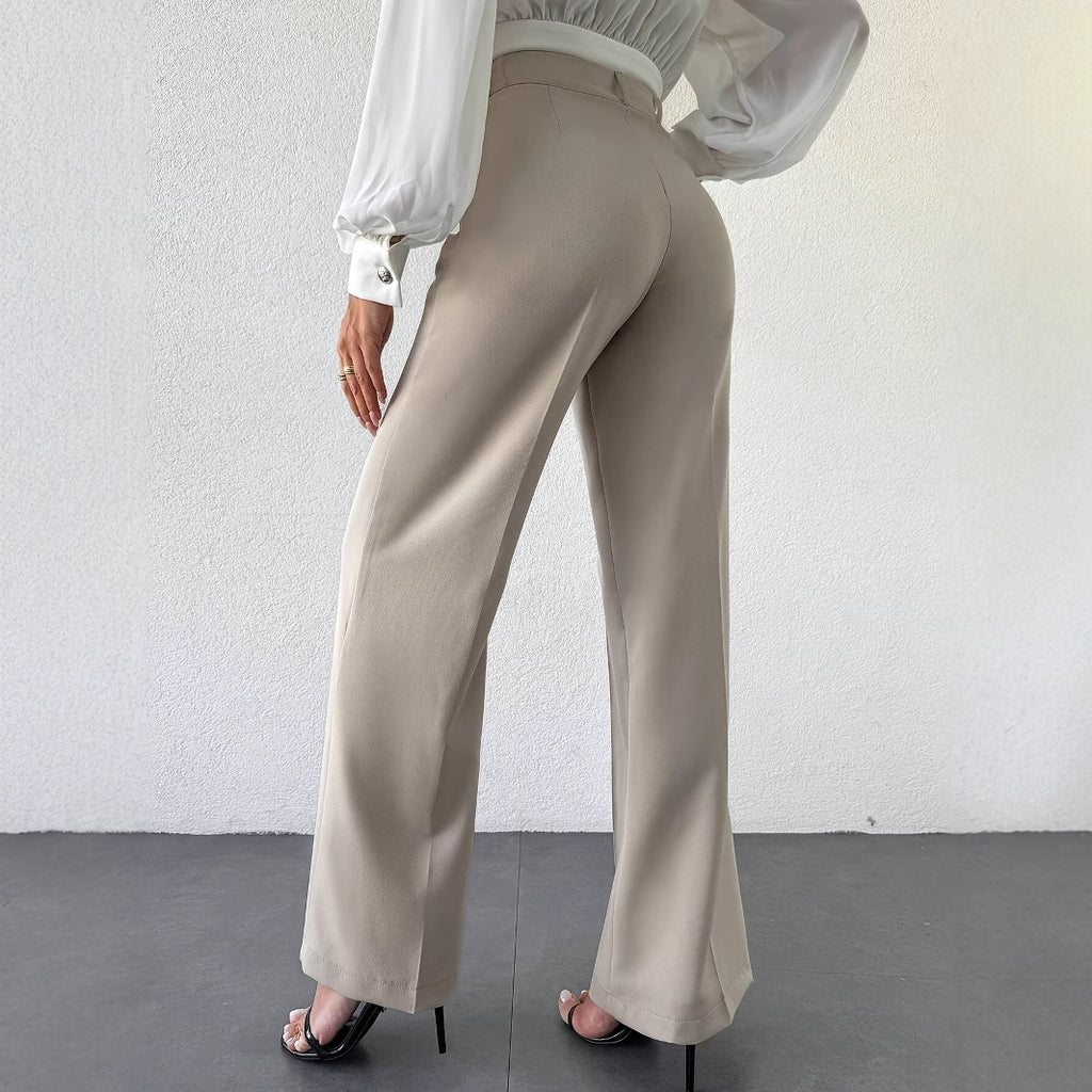 High-Waisted Straight-Leg Trousers