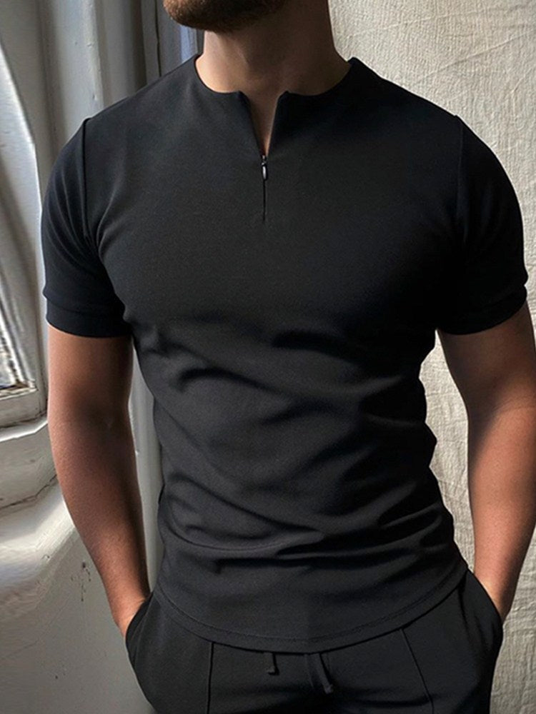 Printed Zip-Neck Polo