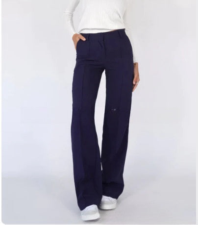 Tailored Straight-Leg Pants — Blue