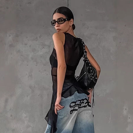 Ruffled Tulle Maxi Top