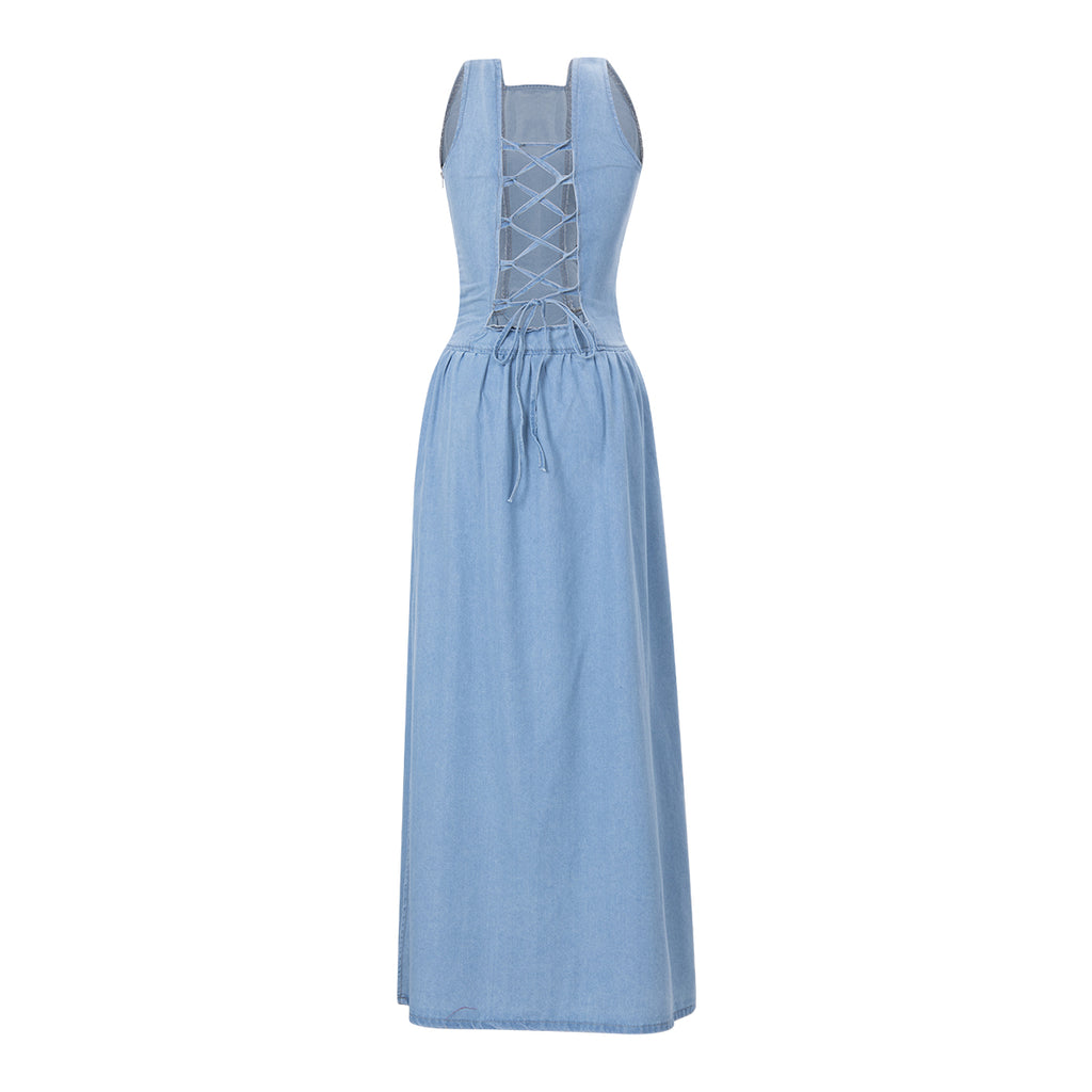 Sleeveless Denim Maxi Dress