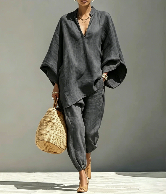 Relaxed Batwing-Sleeve Set