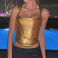 Metallic Corset Crop Top