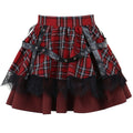 Plaid & Lace Tiered Mini Skirt