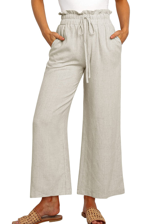 Drawstring Wide-Leg Cropped Pants