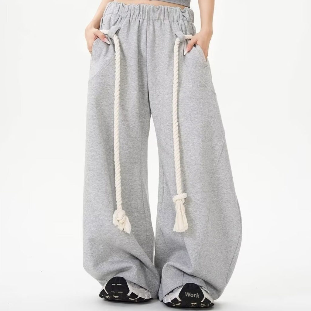Wide-Leg Gray Sweatpants