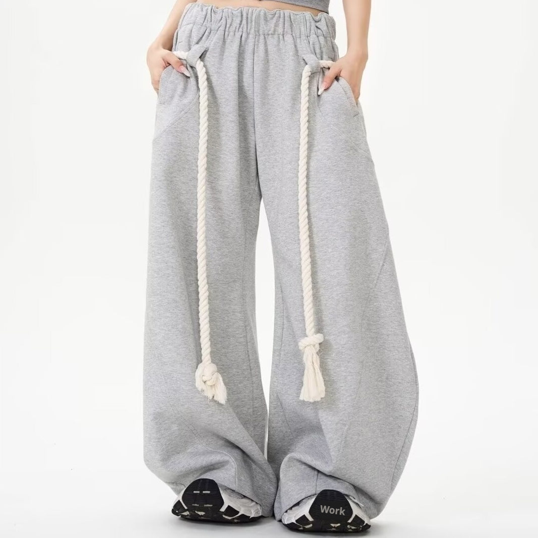 Wide-Leg Gray Sweatpants