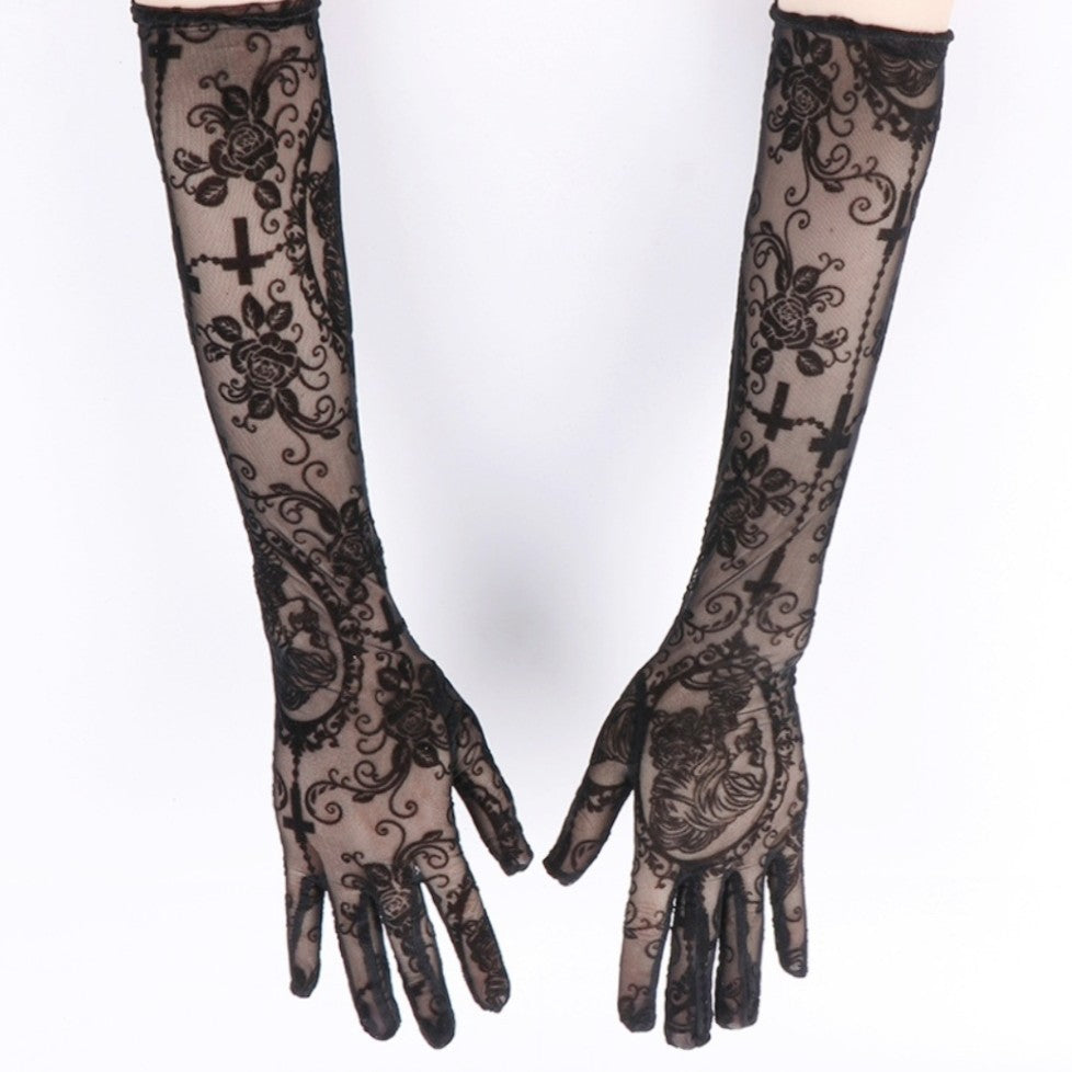 Skull & Cross Lace Gloves