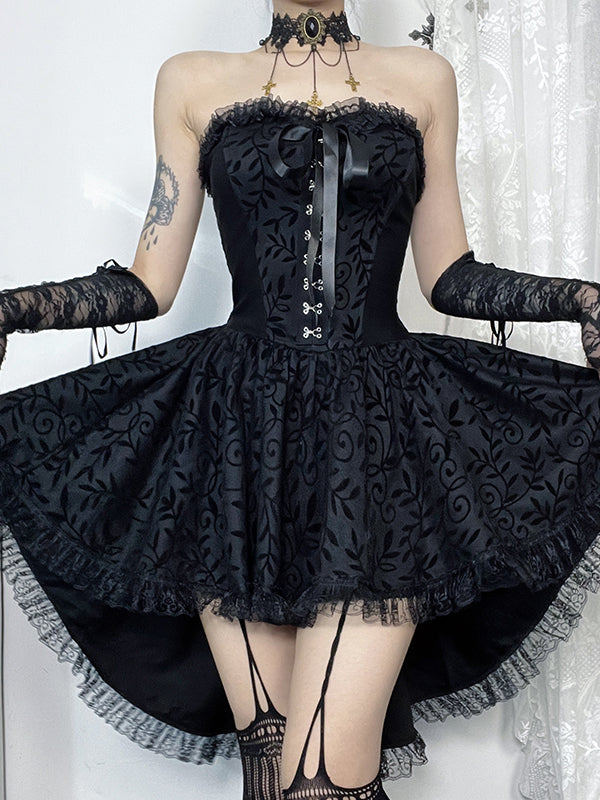 Gothic Lace High-Low Mini Dress