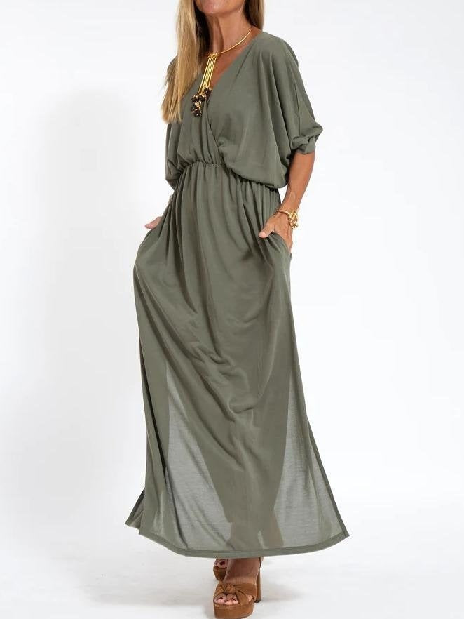 V-Neck High-Waisted Dress