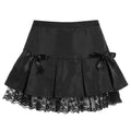 Bow & Lace Pleated Mini Skirt