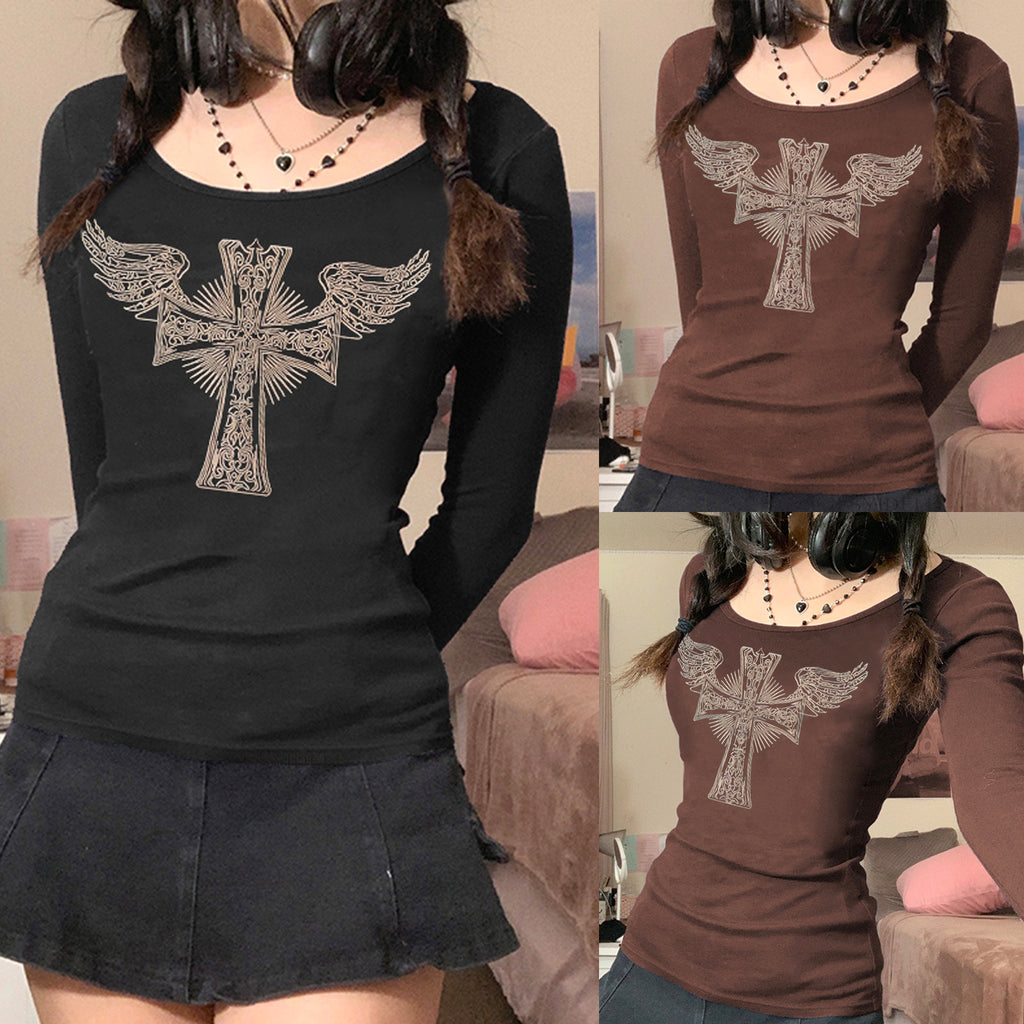 Winged-Cross Long-Sleeve Top