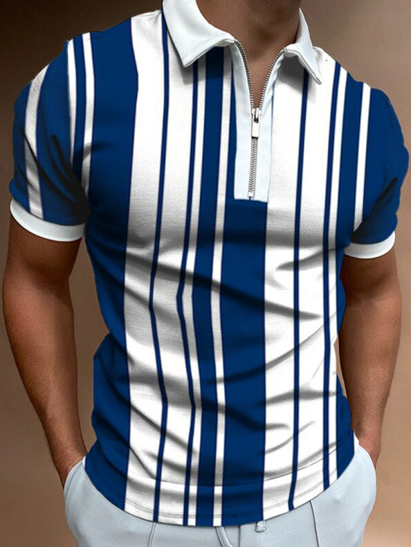 Printed Zip-Neck Polo