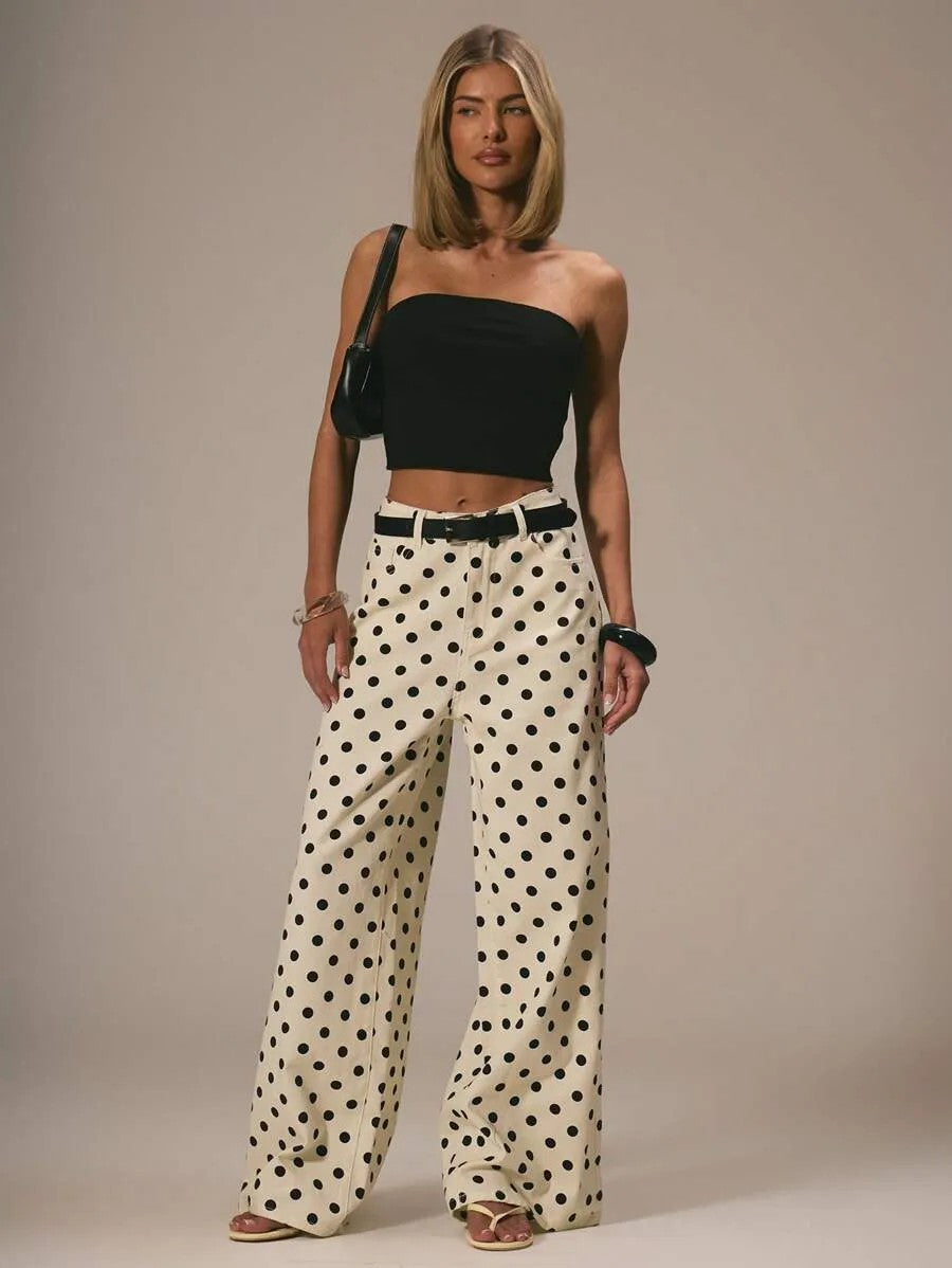 Polka Dot Mid-Rise Jeans