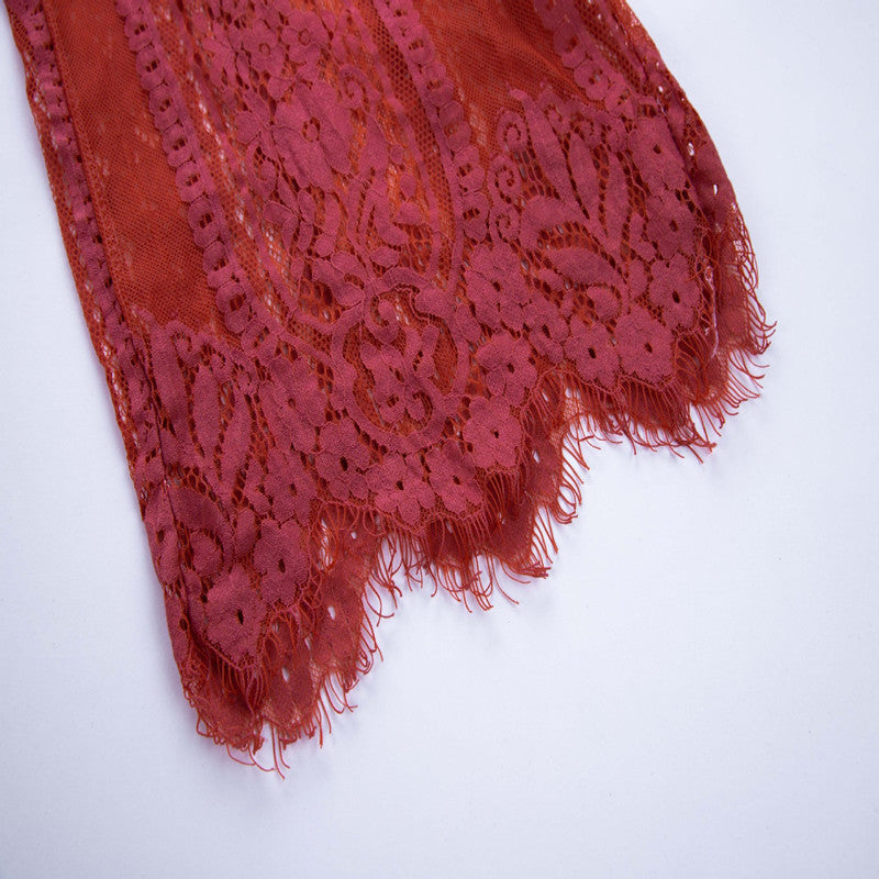 Sheer Lace Wide-Leg Pants
