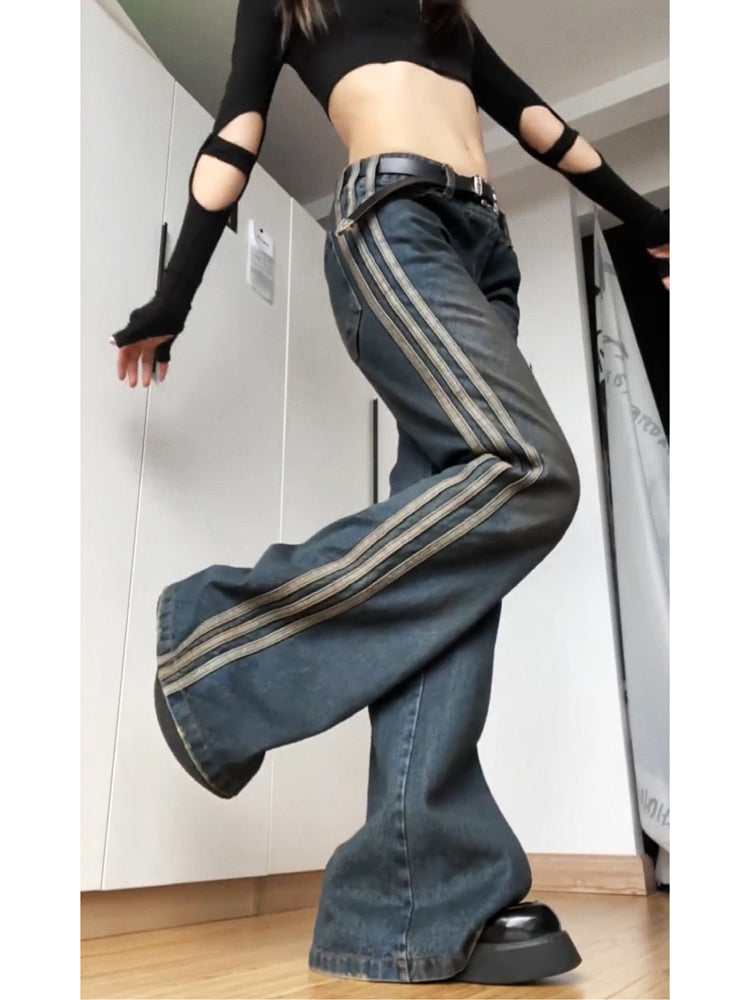 Side-Stripe Flare Jeans