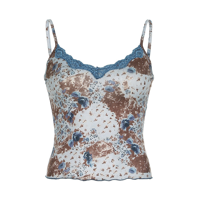 Floral Lace-Trim Cami