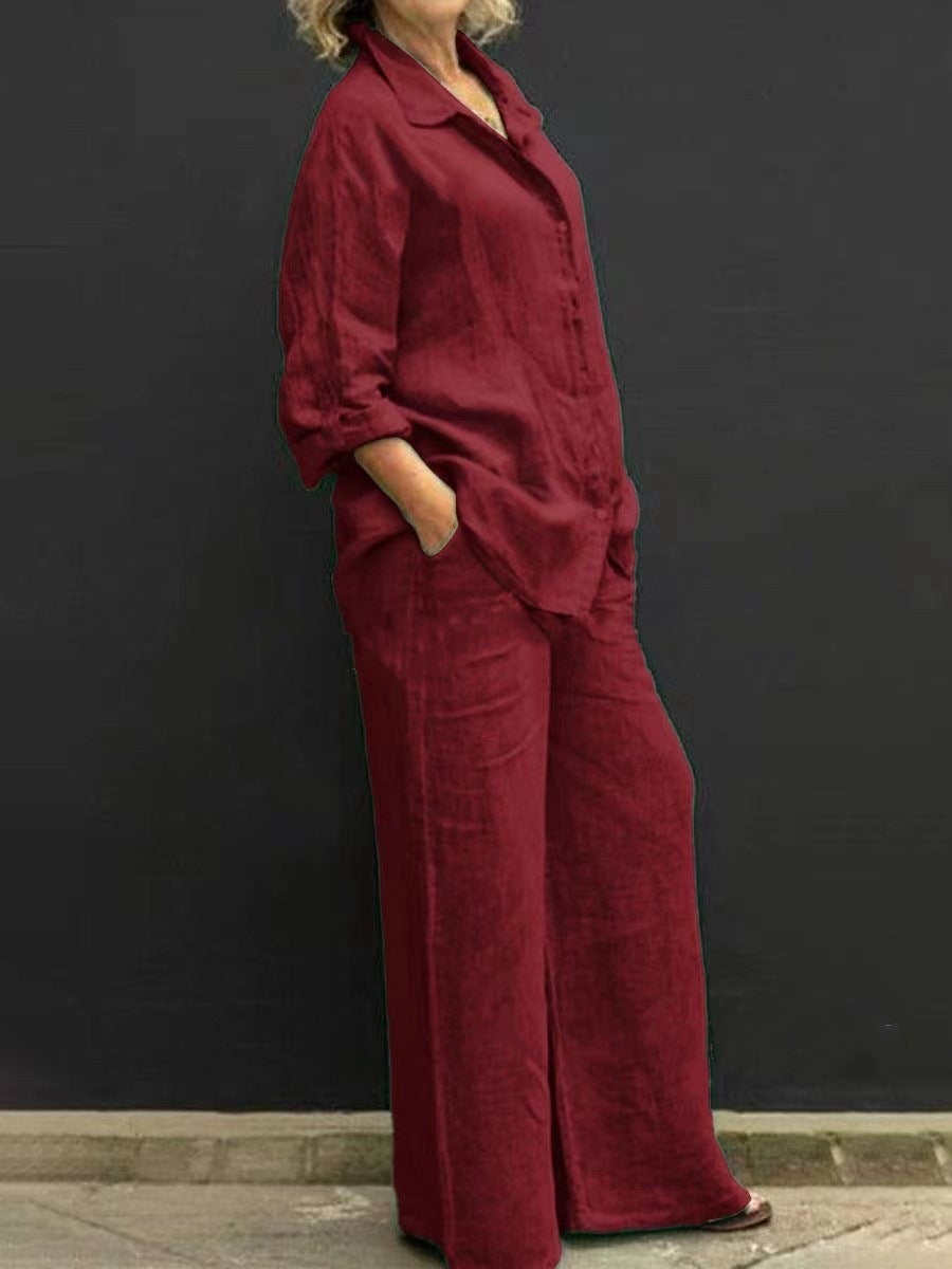 Button-Front Shirt & Pants Set