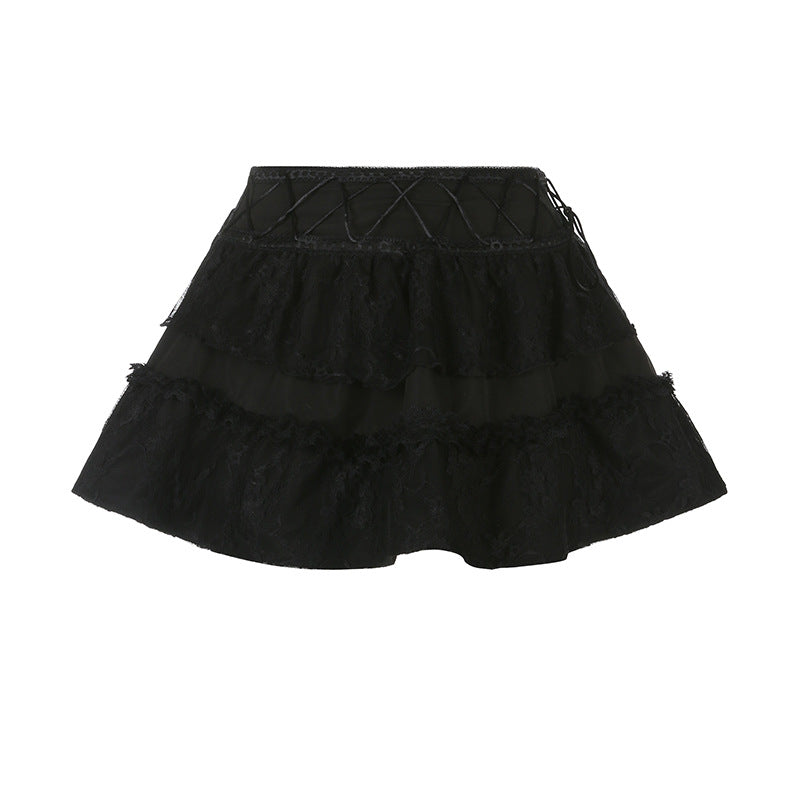 Tiered Lace Mini Skirt