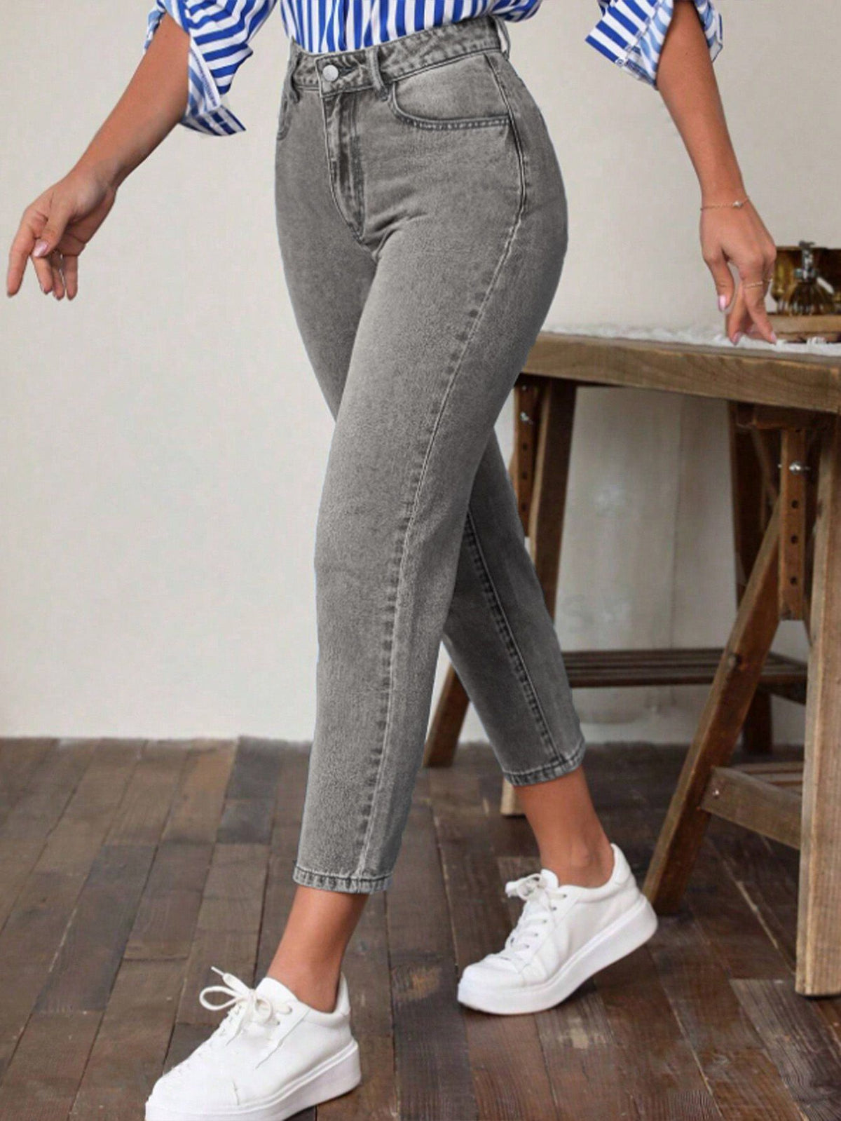 High-Waisted Cropped Skinny Jeans