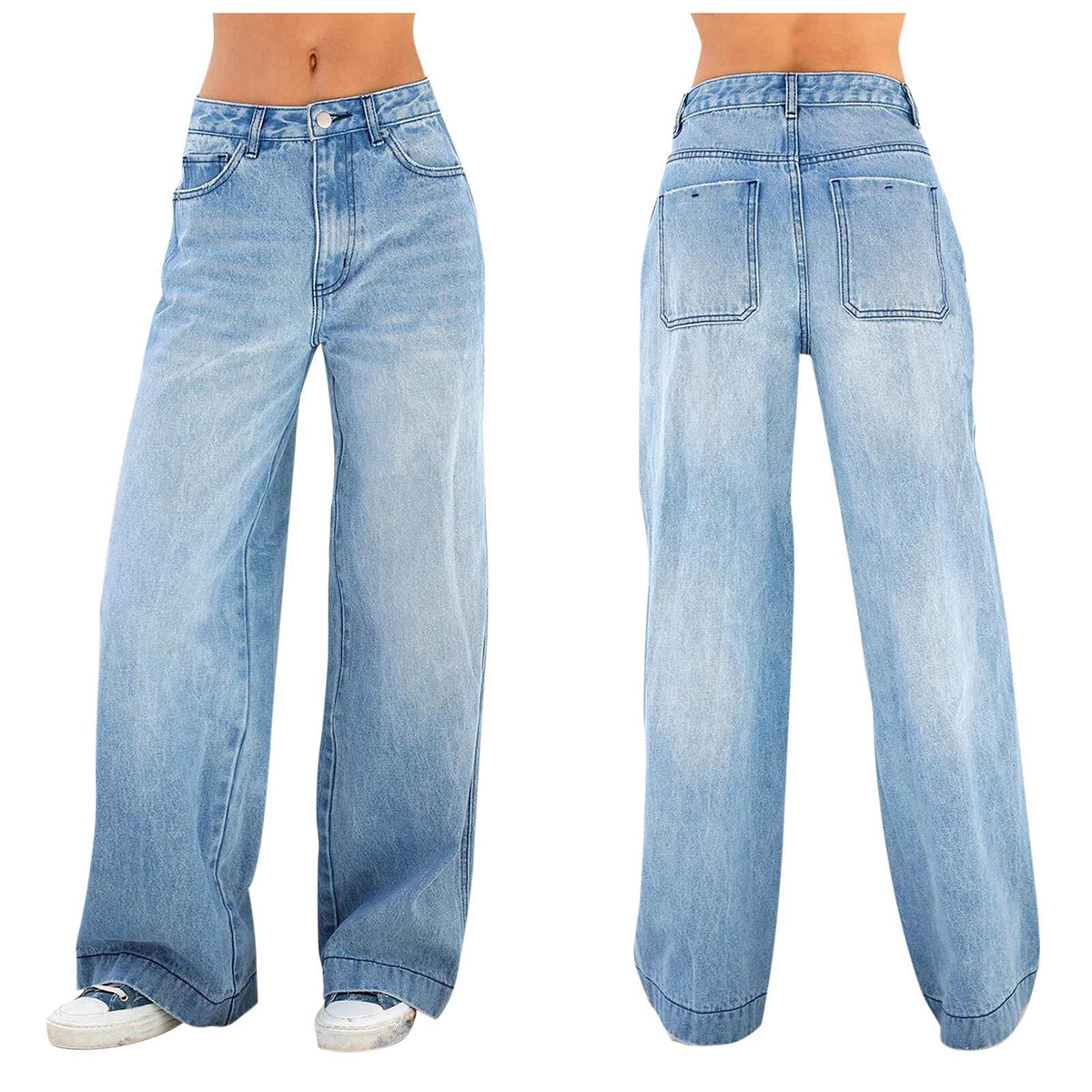 Relaxed High-Waisted Wide-Leg Jeans