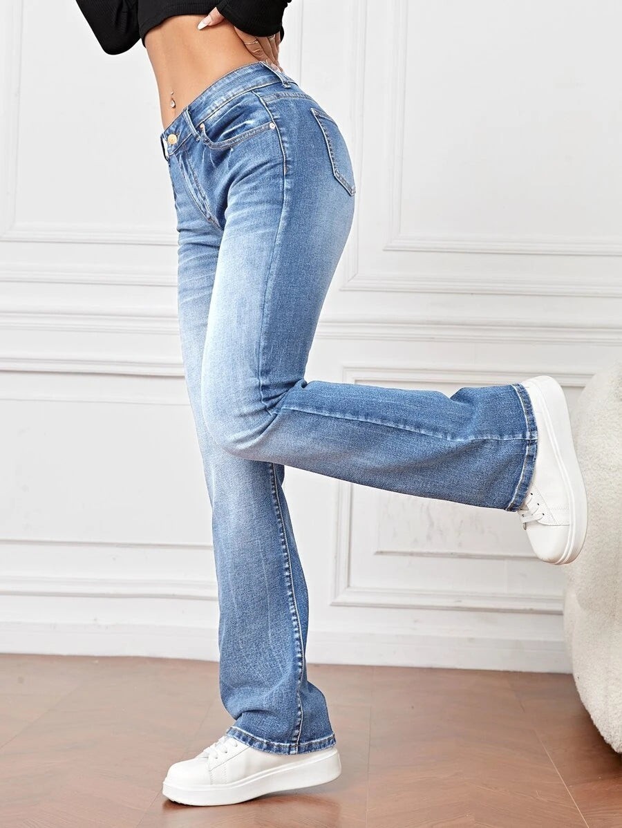 High-Waisted Stretch Bootcut Jeans