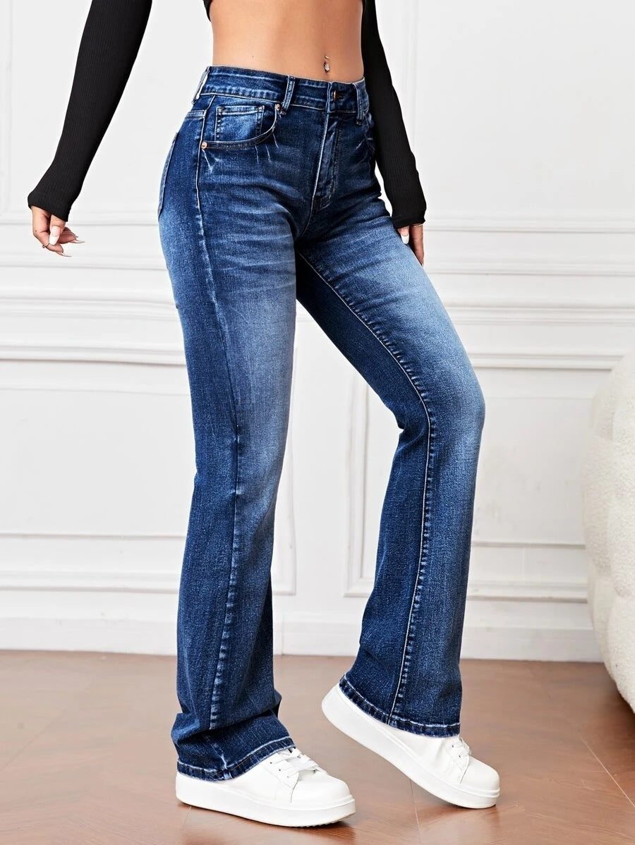 High-Waisted Stretch Bootcut Jeans
